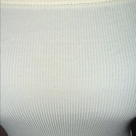 WEWOREWHAT Cream Ribbed Spaghetti Strap Crop Top - Picture 6 of 6